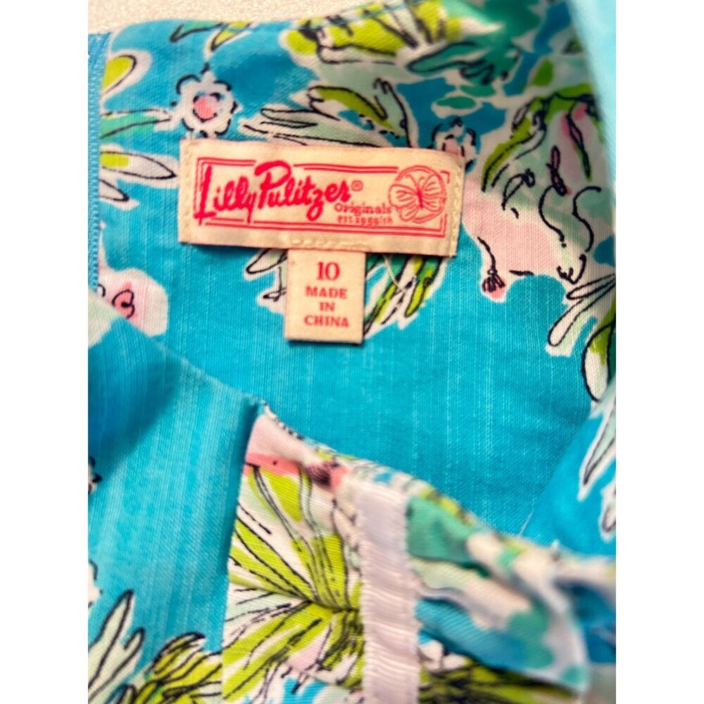 Lilly Pulitzer Originals Jungle Glam Shift Dress Blue Toile Girls 10 - Picture 5 of 5